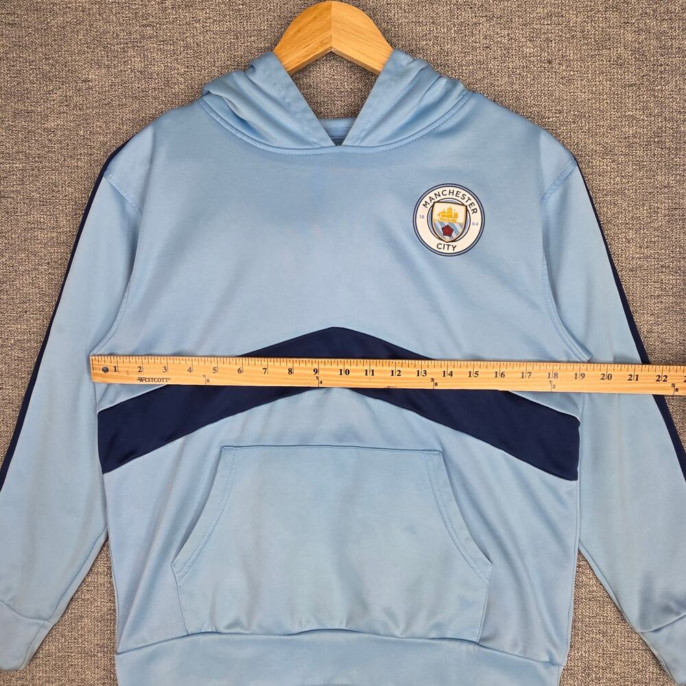 MANCHESTER CITY F.C. OFFICIAL HOODIE – YOUTH XL – LIGHT BLUE – CREST + MANCITY - Picture 8 of 10